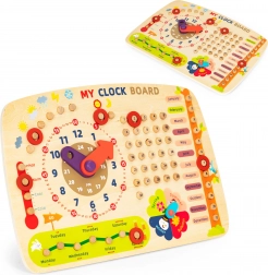 Tableau éducatif en bois ECOTOYS Calendrier et horloge