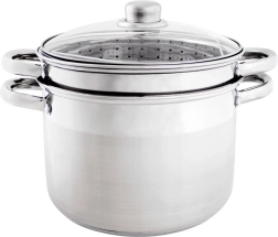 Faitout inox pour pâtes 22 cm avec couvercle, passoire et panier vapeur
