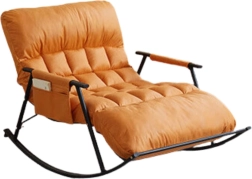 Fauteuil à bascule double avec base en métal noir - orange
