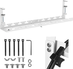 Organisateur de câbles sous le bureau Maclean, réglable, blanc