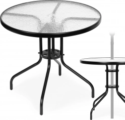 Table de jardin ronde 80 cm avec trou pour parasol