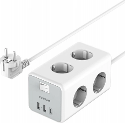 Multiprise Tessan avec ports USB et USB-C