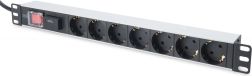 PDU pour rack 19" multiprise 7x Schuko, câble 2 m 1x Schuko, 16 A avec protection contre les surtensions