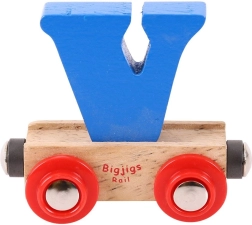 Wagon en bois avec la lettre V – BIGJIGS Rail