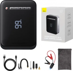 Batterie de démarrage et compresseur 2‑en‑1 Baseus Super Energy, 8000 mAh, 1000 A (noir)