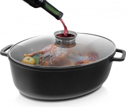 Rôtissoire ovale en granit avec couvercle 12 l ORION Grande