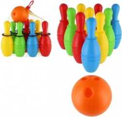 Quilles de bowling en plastique 21 cm – set de 10 pièces dans un filet