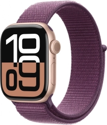 Apple Watch Series 10 GPS + Cellular 42 mm aluminium or rose avec bracelet sport Prune
