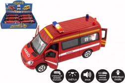 Camion de pompiers métal/plastique 15 cm avec lumière et son, à rétrofriction