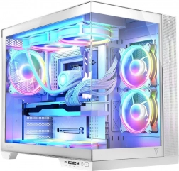 Boîtier PC VOLCANO Panorama Apex ARGB, 7× ventilateurs ARGB, blanc