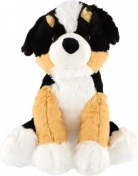 Chien en peluche assis 38 cm noir‑brun‑blanc