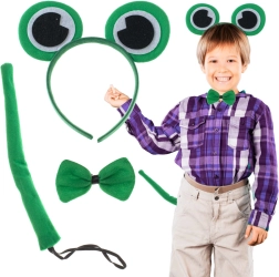 Ensemble de déguisement grenouille pour enfants : serre-tête avec yeux, nœud papillon et queue