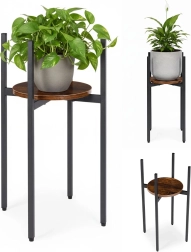 support à plantes loft ModernHome avec structure métallique et étagère en bois