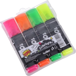 Set de surligneurs à pointe biseautée épaisse, 4 couleurs