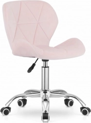 Chaise de bureau pivotante avec dossier large, velours rose AVOLA