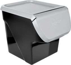 Boîte en plastique pour fruits et légumes avec couvercle rabattable 13 l, gris