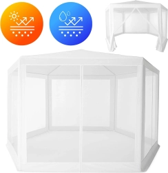 Pavillon de jardin 2x2x2 m avec moustiquaire Blanc MultiGarden