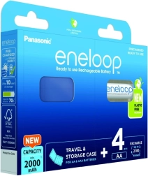 Piles rechargeables Eneloop AA 2000 mAh – lot de 4 avec étui