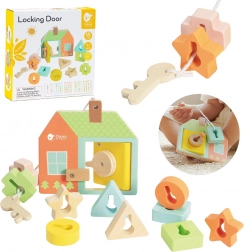 Classic World Montessori jouet d'enfilage en bois clés et portes 11 pièces