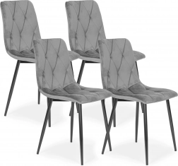 Ensemble de 4 chaises matelassées en velours pour salle à manger et salon ModernHome – Gris