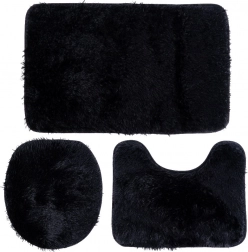 Ensemble de 3 tapis de salle de bain noirs