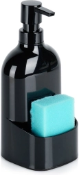 Distributeur de liquide vaisselle avec compartiment pour éponge, noir 500 ml