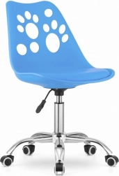 Chaise pivotante bleue en similicuir avec base chromée