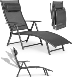 Transat de jardin pliable avec dossier réglable, gris, MultiGarden