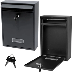 Boîte aux lettres en acier galvanisé, noire 32 × 21,5 × 8,5 cm