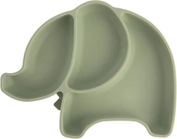 Assiette enfant en silicone compartimentée éléphant, verte 23,5 × 19 × 3,5 cm