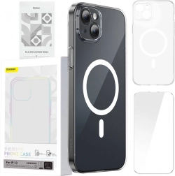 Baseus Magnetic Crystal Clear - coque pour iPhone 13 avec verre trempé et kit de nettoyage