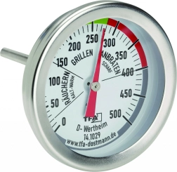 Thermomètre en acier inoxydable pour barbecue et fumoir 0–500 °C