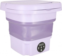 Mini machine à laver de voyage pliable 8 l – lave-linge compact et portable avec essorage, violet