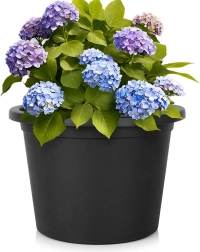 Pot de jardin en plastique noir rond 39 cm