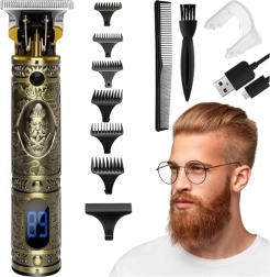 Tondeuse cheveux et barbe 4‑en‑1 SOULIMA dorée avec écran LCD