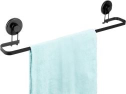Porte-serviettes en métal noir avec ventouses 60 cm