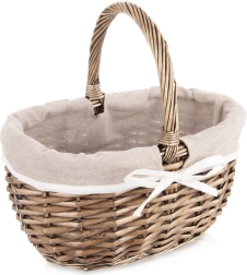 Panier de pique-nique en osier avec doublure en tissu 32,5 × 24 × 32 cm