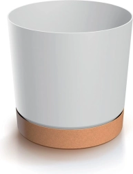 Pot TUBO PM avec soucoupe blanc/naturo 39 cm