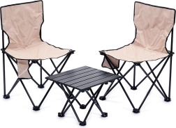 Ensemble de chaises de camping pliantes avec table, 3 pièces