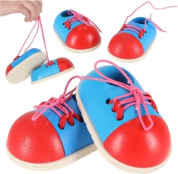 Chaussures en bois pour apprendre à lacer les lacets, 2 pcs