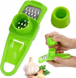 Mini râpe à ail et gingembre avec poussoir de sécurité – vert