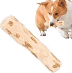 Bâton à mâcher en bois naturel pour chien, jouet résistant 14 × 1 cm