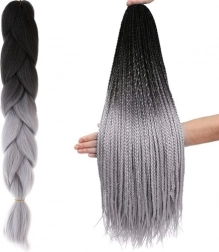 Cheveux synthétiques ombré tresses noir/gris