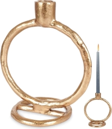 Bougeoir en aluminium doré 19 cm