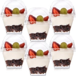 Coupelles en plastique pour desserts et snacks avec couvercles 180 ml, 6 pcs