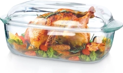 Plat en verre résistant à la chaleur avec couvercle 3 + 1,5 l