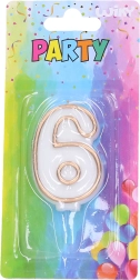 Bougie de fête numéro 6 dorée
