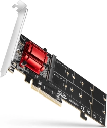 AXAGON adaptateur PCIe x8 pour 2× M.2 NVMe avec RAID, compatible sans bifurcation, équerre pleine et low-profile