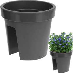 Pot de fleurs de balcon suspendu en plastique gris 28 cm