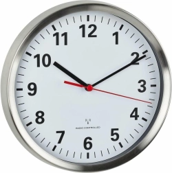 Horloge murale analogique TFA à commande radio en acier inoxydable
